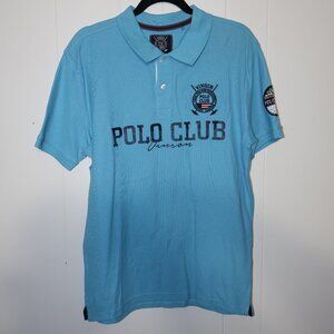 Men’s Polo Shirt Light Blue Cotton Polo Tee (Men’s M)